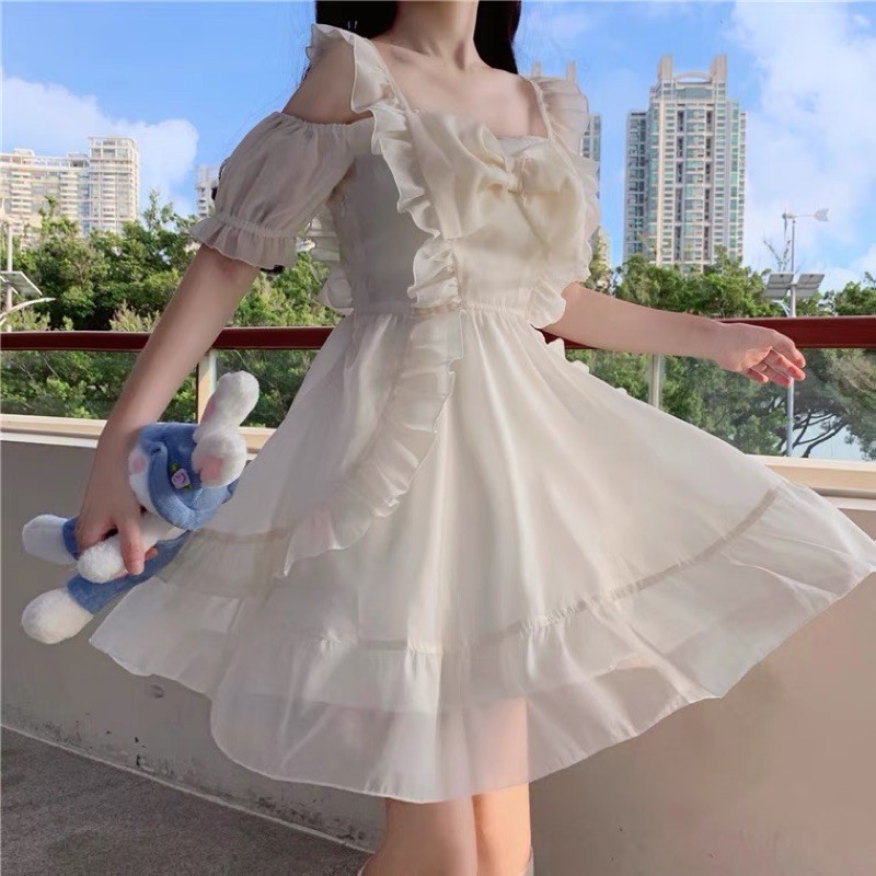 ĐẦM XOÈ DỰ TIỆC 💕💕 ĐÍNH NƠ VÁY BỒNG BỀNH 💕 PHONG CÁCH LOLITA CỰC ĐÁNG YÊU DỄ THƯƠNG