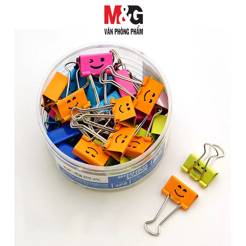 Hộp Kẹp Bướm M&G ABS92703 25mm hình mặt cười , 48 cái nhiều màu