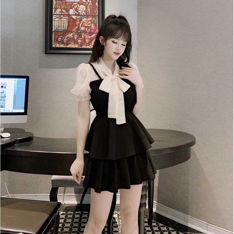 Áo kiểu nữ dáng peplum tay phồng, áo bánh bèo nữ phong cách Hàn Quốc