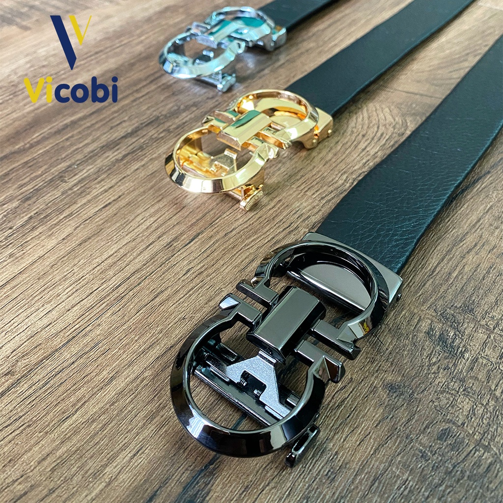 Thắt lưng khóa tự động Nam Da Bò Vicobi CD, đầu khóa hợp kim có 3 MÀU để chọn, dây lưng 3,5cm x115cm