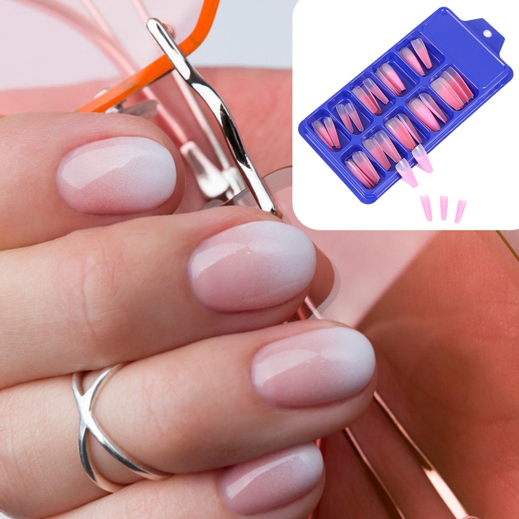 50Pcs/Box Nail Patch Long Shape Wear-resistance ABS Ballet Med-Length Fingernail for Girls