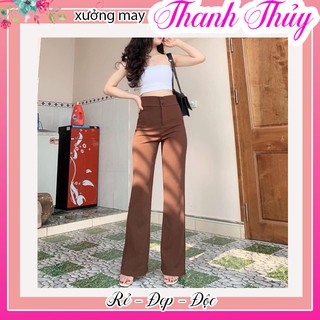  Quần ống loe💖FREESHIP💖Quần ống loe cạp cao ống suông 2 cúc