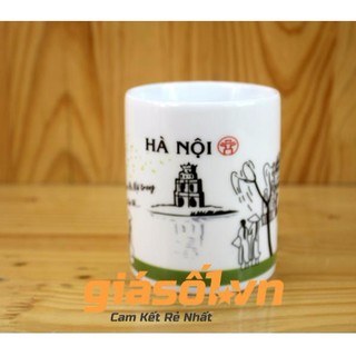 Cốc uống nước cảnh hồ Gươm Hà Nội 350ml gốm sứ Bát tràng