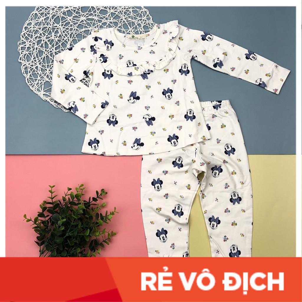 Bộ cotton bốn chiều  dài tay hoa văn viền ngực bé gái size 1-7T, cho bạn từ 11-26kg.Chất cotton đẹp, dày dặn