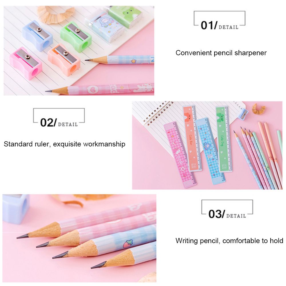 Set 5 Món Dụng Cụ Học Tập Gồm Bút Chì / Tẩy / Tẩy Tiện Dụng Cho Học Sinh