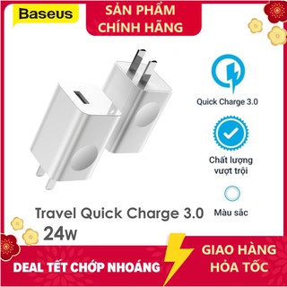 Củ sạc nhanh Baseus Travel Quick Charge 3.0 24W sạc 50% trong 30 phút cho Samsung , Xiaomi, Huawei