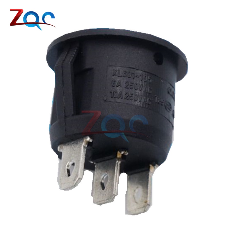 Set 5 Công Tắc Tròn 3 Pin SPDT Màu Đen Cho Tàu/Xe Hơi/Tàu Thuyền
