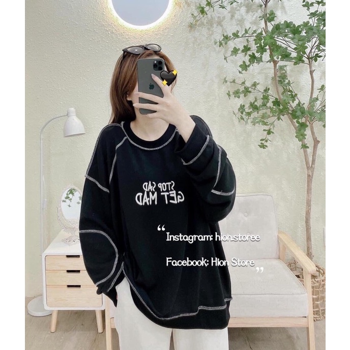 ẢNH THẬT] Áo Sweater Chỉ Nổi Chữ Thêu Phong Cách Unisex Nam Nữ Dáng Rộng