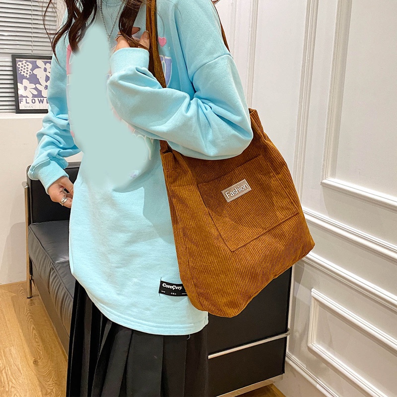 Túi Tote Đeo Vai / Xách Tay Bằng Vải Nhung Kích Thước Lớn Phong Cách Cổ Điển