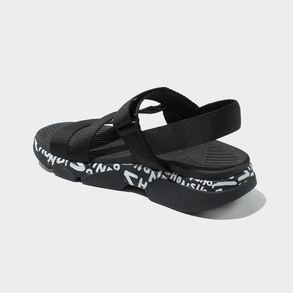 SHONDO | Sandal Shondo F7 track MONOGRAM vẽ tay đen F7T1019