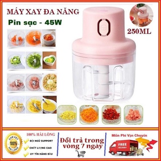 🎉Xay Thịt,Tỏi,Ớt,Củ,Qủa🎉Máy Xay Mini Tỏi Ớt Cầm Tay 250ml Sử Dụng Cổng Sạc USB Siêu Tiện Lợi Mẫu Mới 2021