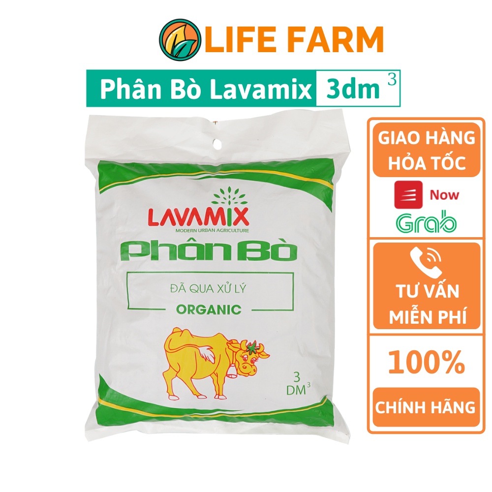 Phân Bò Hữu Cơ LAVAMIX Đã Xử Lý, Dinh Dưỡng Cho Cây- Gói 3DM3 PLV-002