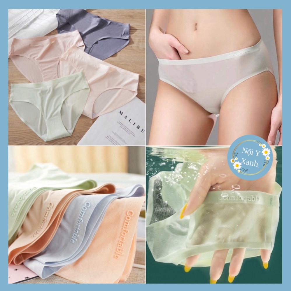 Quần Lót Nữ Chất Su Băng Lụa Thông Hơi Kháng Khuẩn Siêu Tàng Hình 9907 Nội Y Xanh chất thoáng mát cao cấp