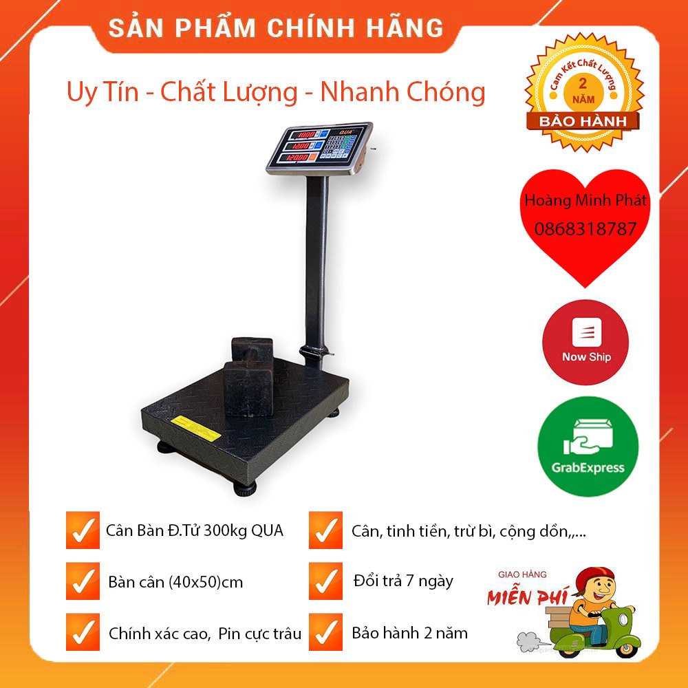 Cân Bàn Điện Tử Cân Hàng 300kg - 150kg - 100kg QUA chuyên dùng để cân hàng hóa, đồ dùng