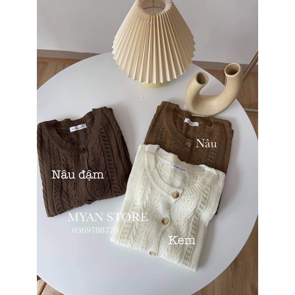 Áo len cộc tay lỗ nhỏ mở khuy 6 cúc A092104