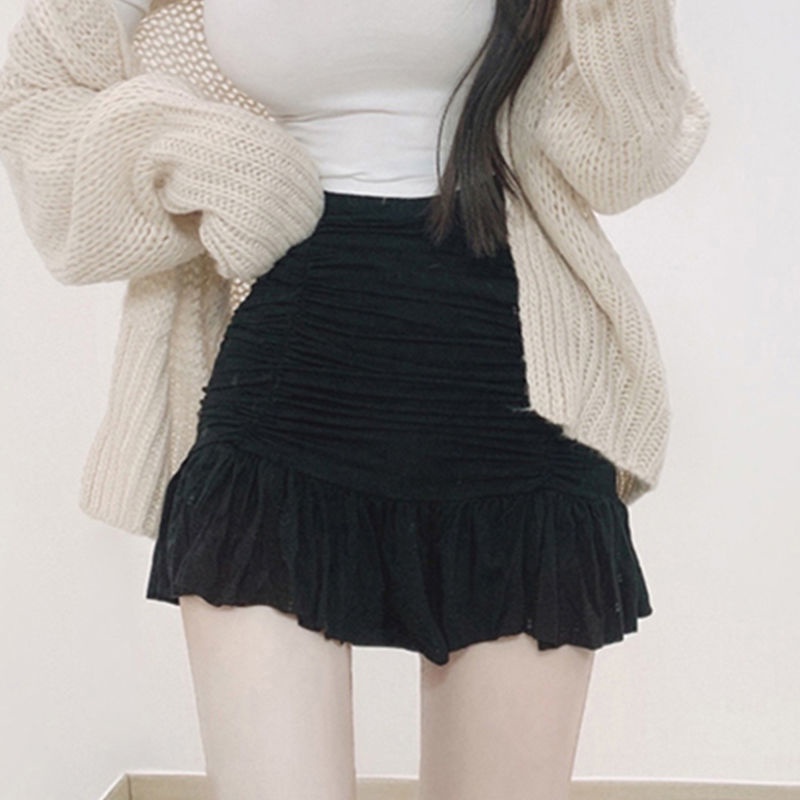 Jiashucheng Chân Váy Ngắn Xếp Ly Ôm Dáng Eo Cao Vừa Vặn Dễ Thương Phong Cách Dongdaemun Hàn Quốc Cho Nữ