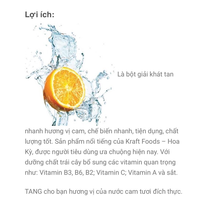 Bột Cam Tang Orange Naranja Chuẩn Mỹ