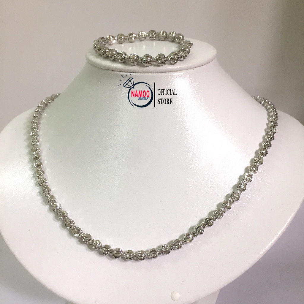 Set Dây Chuyền Và Lắc Tay Bi Mạ Bạc L277 V277, Set trang sức nữ Mạ Bạc 925 Namoo Jewelry