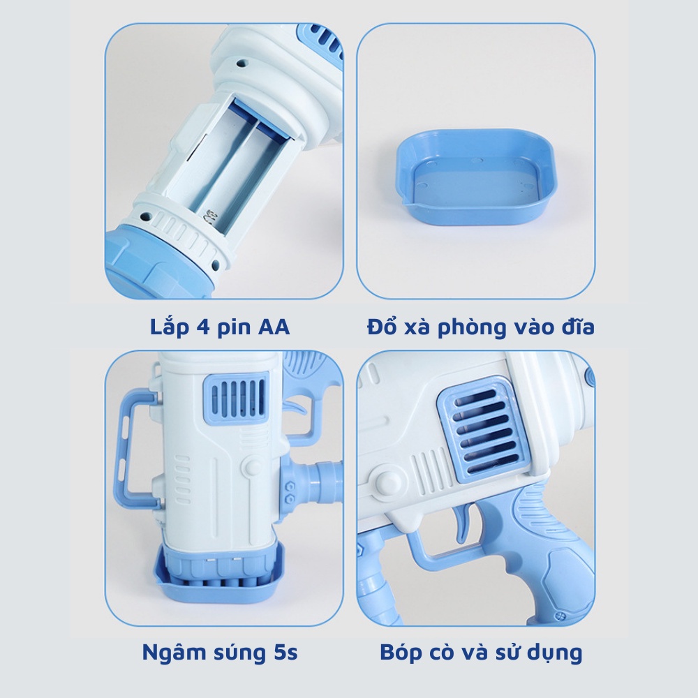 SÚNG BẮN BONG BÓNG 32 NÒNG , TẶNG KÈM XÀ PHÒNG - MÀU NGẪU NHIÊN