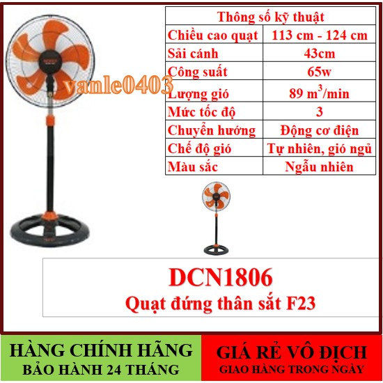 Quạt senkoFREESHIPGIAO HÀNG TRONG 60 PHÚT(COMBO 2 CÂY) Quạt đứng senko thân sắt DCN1806