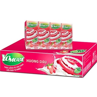 Yomost - Sữa chua uống hương Dâu 1 thùng 48 hộp x 170ml/ hộp