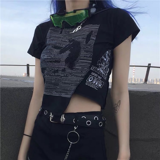 Áo croptop ulzzang cá tính thiết kế vạt chéo UNISEX 2020