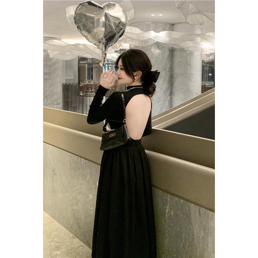 Đầm Đen Cổ Cao Thời Trang Mùa Thu 2022 Cho Nữ