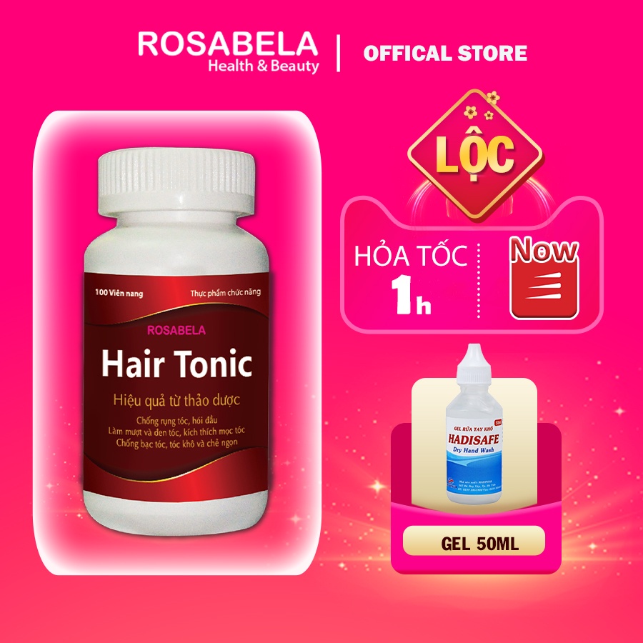 Viên uống mọc tóc Hartonic kèm gel rửa tay 50ml, an toàn từ thiên nhiên (100 viên nang)