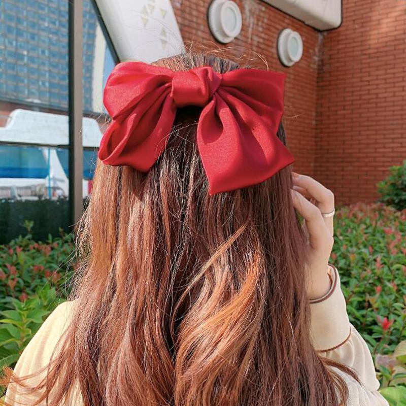 We Flower Kẹp Tóc Nơ Bằng Satin Hai Lớp Họa Tiết Hoa Phong Cách Hàn Quốc Dành Cho Nữ