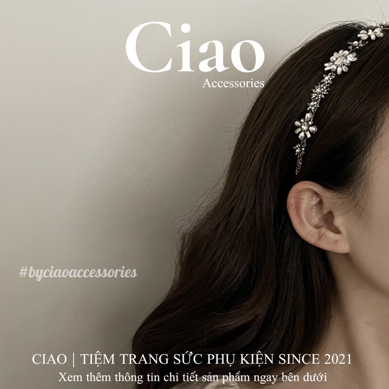 [LUXURY] Băng đô/ Cài tóc đính đá xinh xắn kết hợp hạt trai nhân tạo sang trọng Elizabeth Ciao