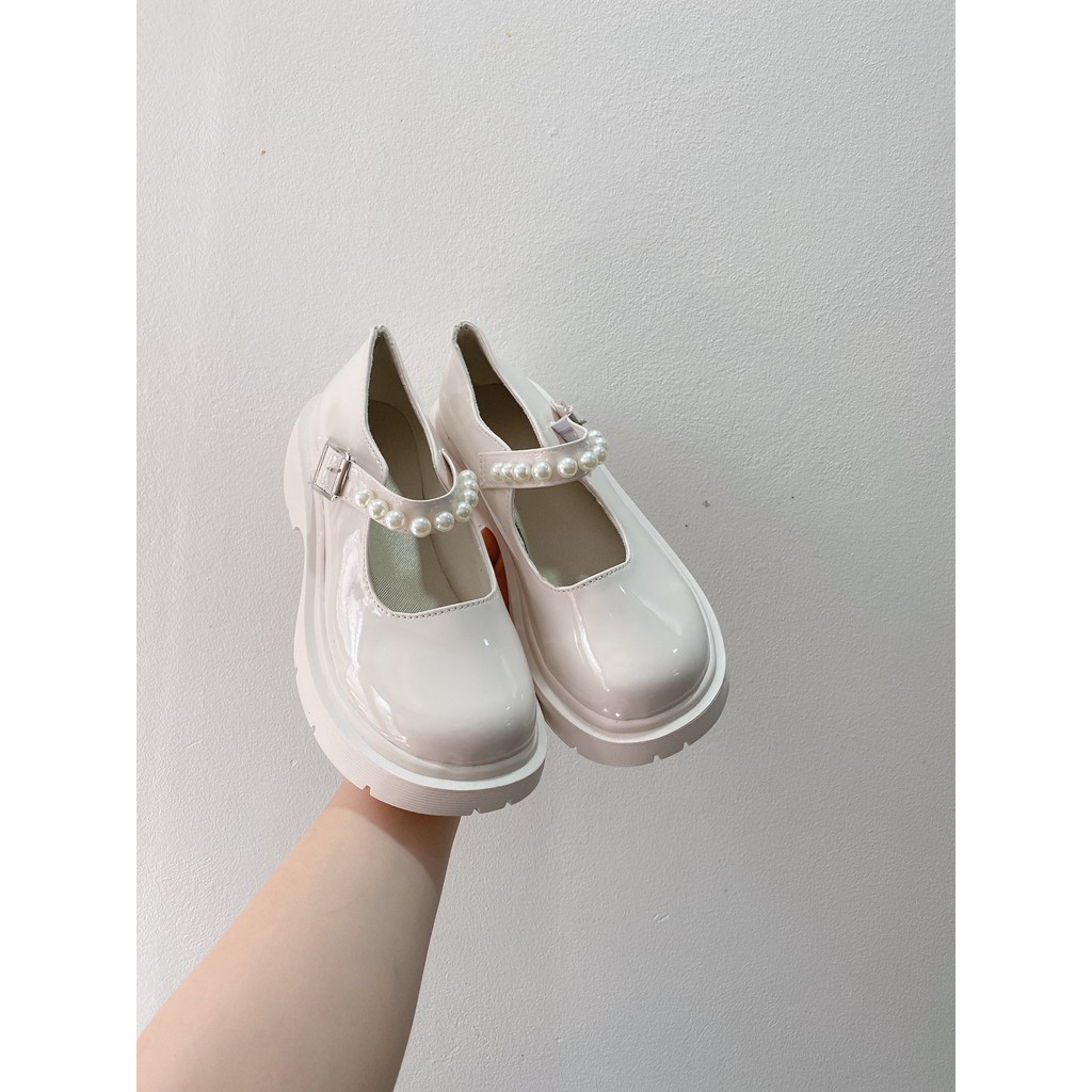 Giày Mary Janes mũi tròn quai đính hạt mã 2150