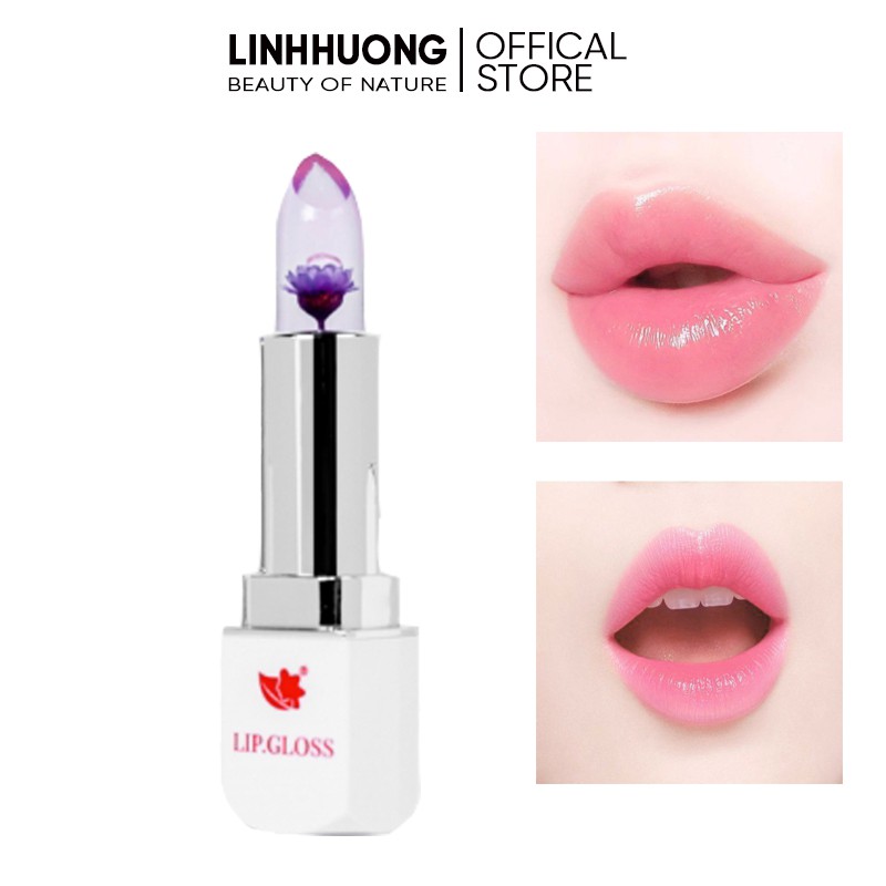 Son thạch Lip Gloss Linh Hương, Son dưỡng môi ướp cánh hoa ngăn ngừa môi khô, nức nẻ
