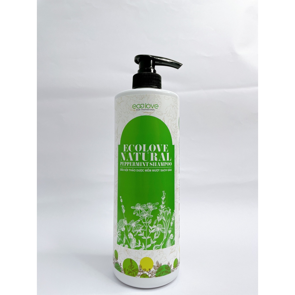 Dầu gội thảo dược sạch gàu và siêu mềm mượt Ecolove Natural Peppermint Shampoo 1000ml