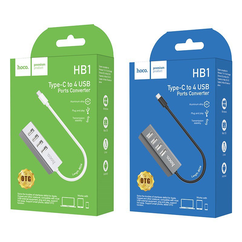 Bộ Chuyển Đổi Hoco HB1 - (Type-C sang 4 Cổng USB 2.0)