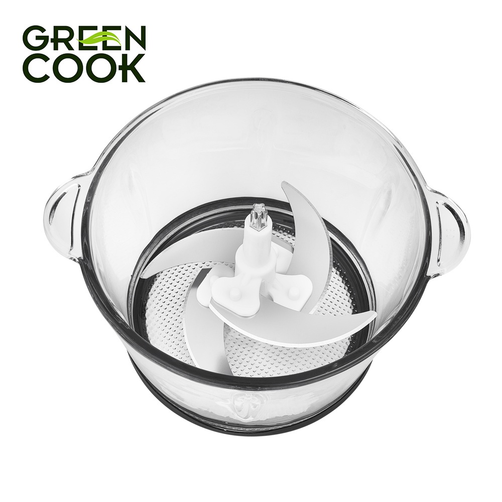 Máy xay thịt Green Cook GCB-01 dung tích 2L 300W cối thuỷ tinh, 4 lưỡi dao