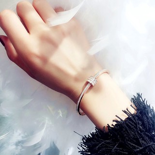 Vòng tay mạ titan đính đá pha lê lấp lánh thời trang sang trọng cho nữ