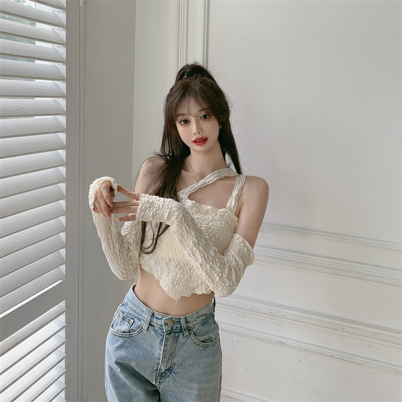 Áo croptop tay dài trễ vai thiết kế độc đáo thời trang quyến rũ dành cho nữ | BigBuy360 - bigbuy360.vn