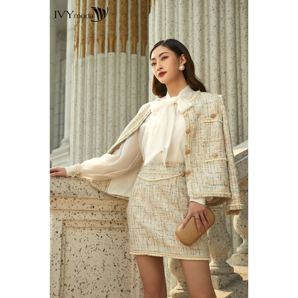 Chân váy Tweed 2 lớp dáng chữ A IVY moda MS 31B9012