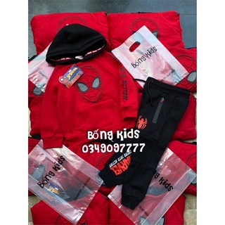 Bộ nỉ hoodie bé trai siêu nhân nhện đỏ pr