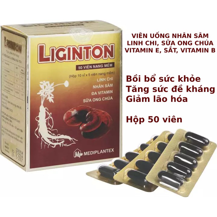 Viên uống bồi bổ sức khỏe LIGINTON  nhân sâm, linh chi, sữa ong chúa, vitamin E, sắt, đa vitamin tăng cường sức khỏe