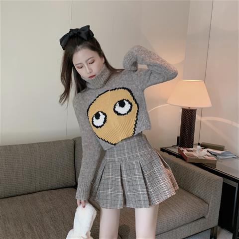 Set áo len cổ lọ + chân váy xếp li họa tiết sọc caro phong cách thời trang thu đông 2021 | BigBuy360 - bigbuy360.vn