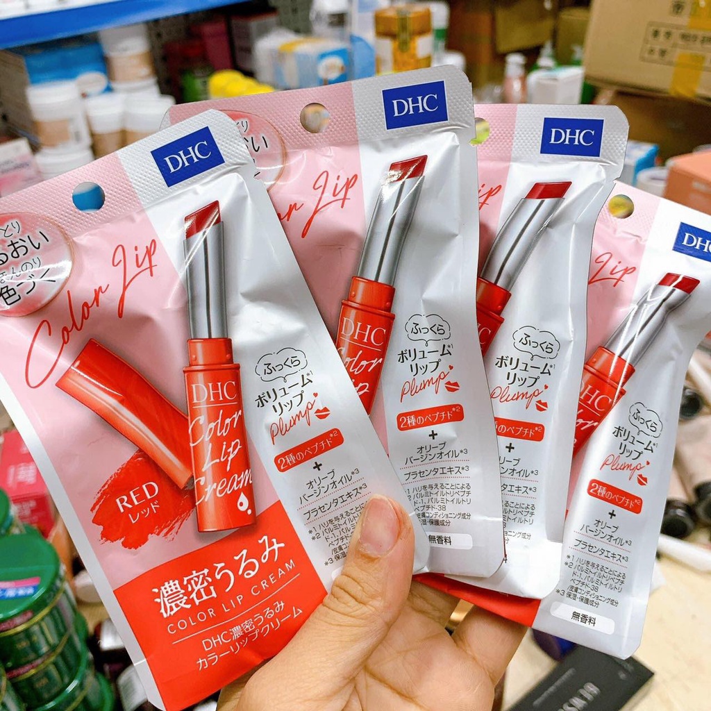 Son Dưỡng Môi DHC Color Lip Cream Nhật Bản Có Màu Cam, Đỏ, Hồng Mới