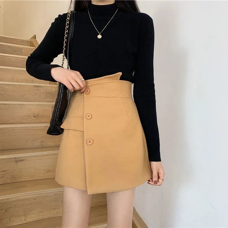 COZOK Chân Váy Lưng Cao Dáng Ôm Phong Cách Thời Trang Hàn Quốc