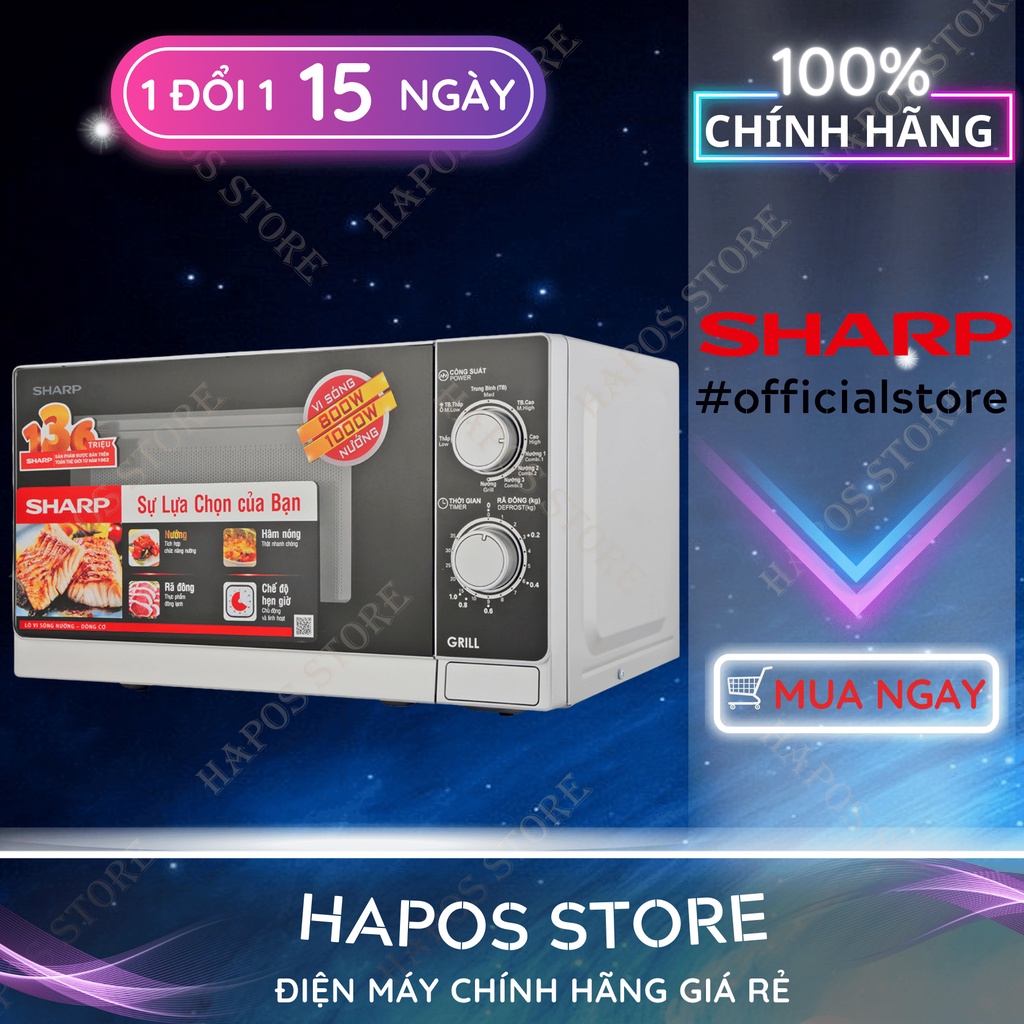 Lò vi sóng Sharp 20 lít R-G222VN-S (Có Nướng) - HAPOS