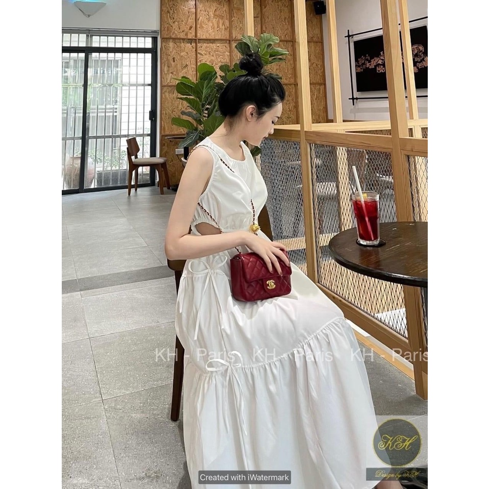 Đầm maxi đi biển Tira House váy ba lỗ khoét eo hot trend TRV0002