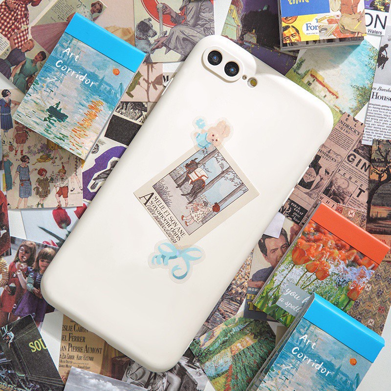 Set 50 Tờ Sticker Dán Trang Trí Sổ Tay Diy Hình Phong Cảnh Cổ Điển