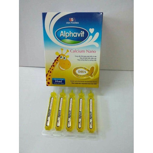 Alphavit Calcium - Siro Bổ Sung Canxi Cho Bé - Nhanh Mọc Răng - Phát Triển Chiều Cao - Chống Còi Xương Hộp 20 Ống Nhựa