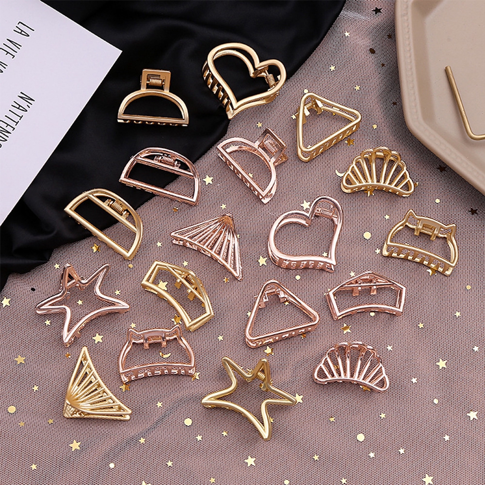Kẹp tóc càng cua mạ kim loại bóng phong cách Hàn Quốc nhiều kích cỡ xinh xắn cho nữ