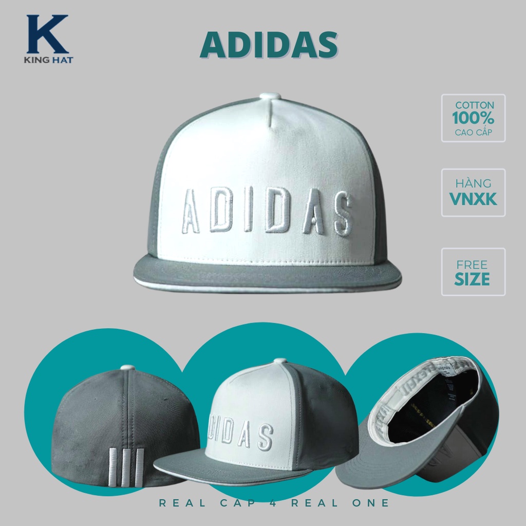 MŨ NÓN SNAPBACK ADIDAS BÍT ĐUÔI CHẤT COTTON THUN HÀN QUỐC CAO CẤP MÀU XÁM ĐEN ĐỎ