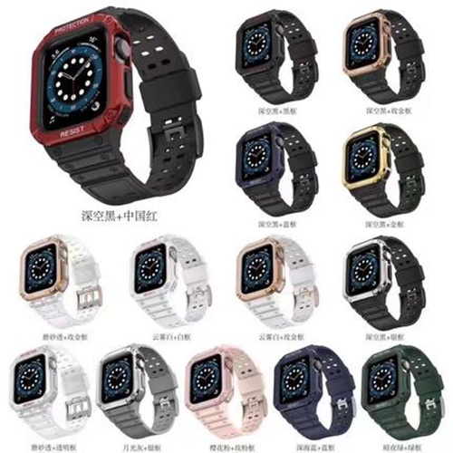 Dây đeo silicon + ốp bảo vệ thích hợp cho Apple iWatch series 7 6 SE 5 4 3 2 1 45mm 42mm 38mm Apple 44mm 40mm 41mm